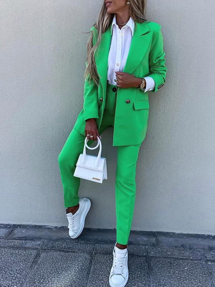 The802Gypsy outfit sets Mid Green / S GYPSY-Matching Long Sleeve Blazer and Pants Set