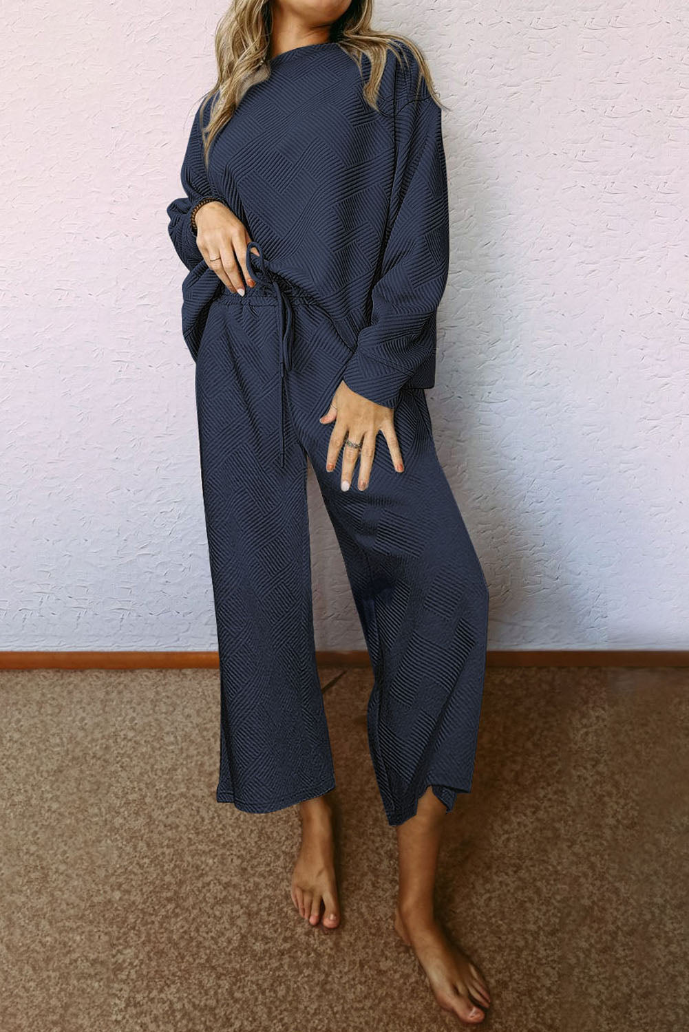 The802Gypsy  outfit sets Navy Blue / S / 95%Polyester+5%Elastane TRAVELING GYPSY-Loose Loungewear Set