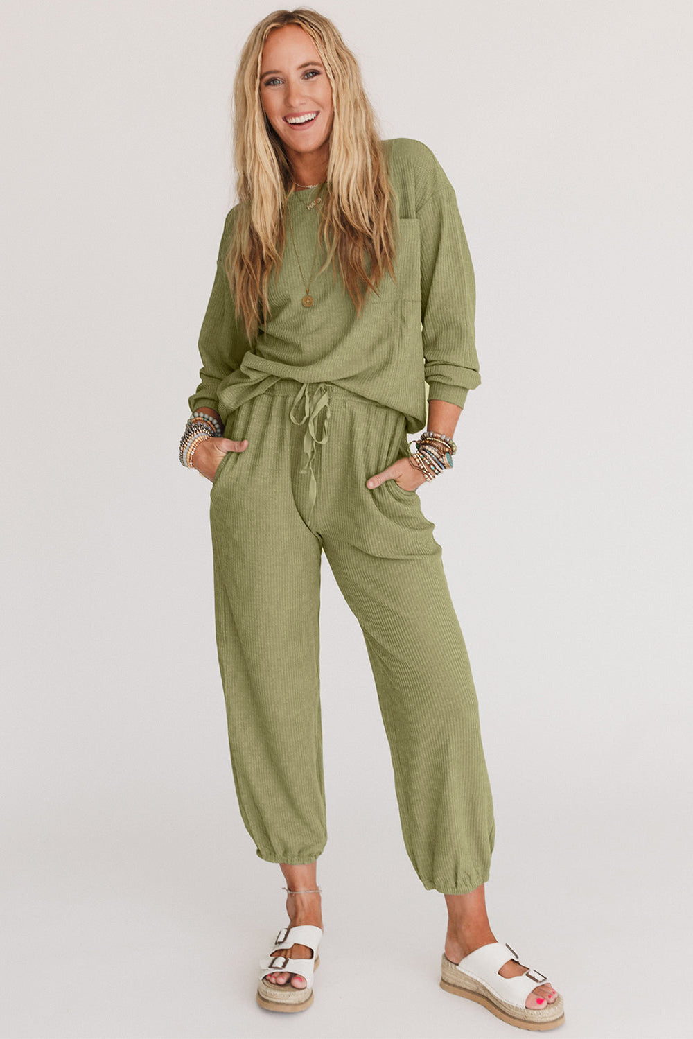 The802Gypsy  outfit sets TRAVELING GYPSY-Long Sleeve Top Drawstring Casual Set