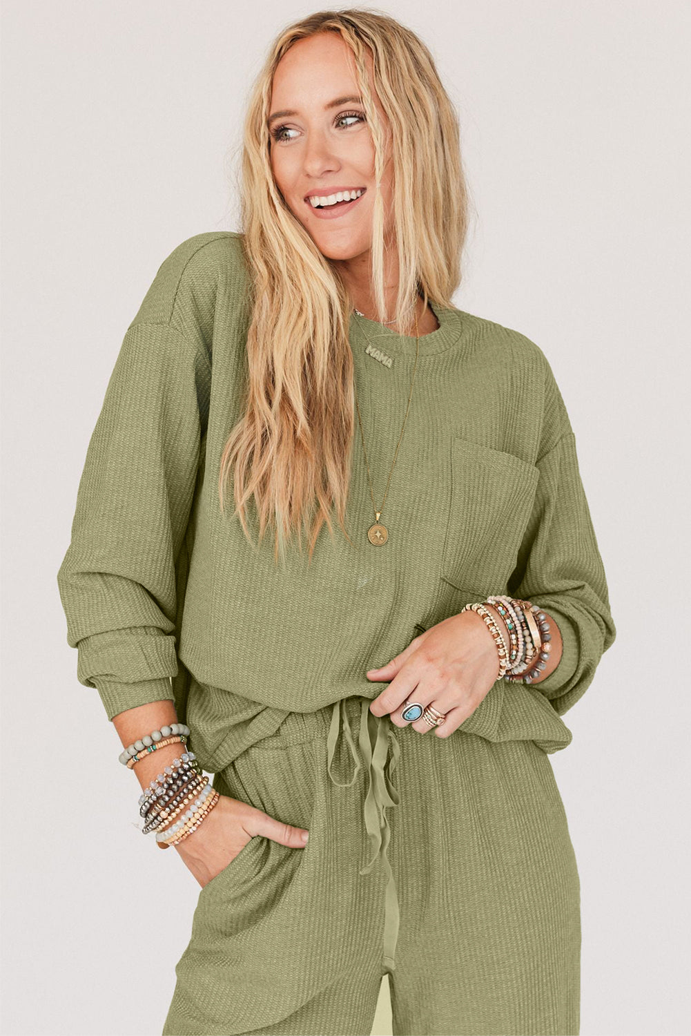 The802Gypsy  outfit sets TRAVELING GYPSY-Long Sleeve Top Drawstring Casual Set