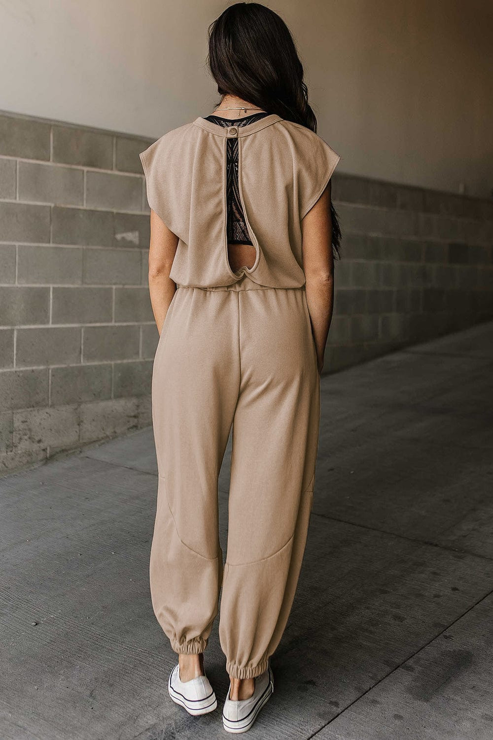 The802Gypsy  outfit sets TRAVELING GYPSY-Open Back Drawstring Jogger Jumpsuit
