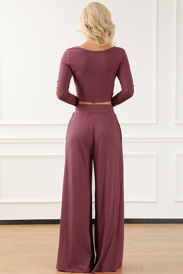 The802Gypsy  outfit sets TRAVELING GYPSY-Ribbed Crop Top Long Pants Set