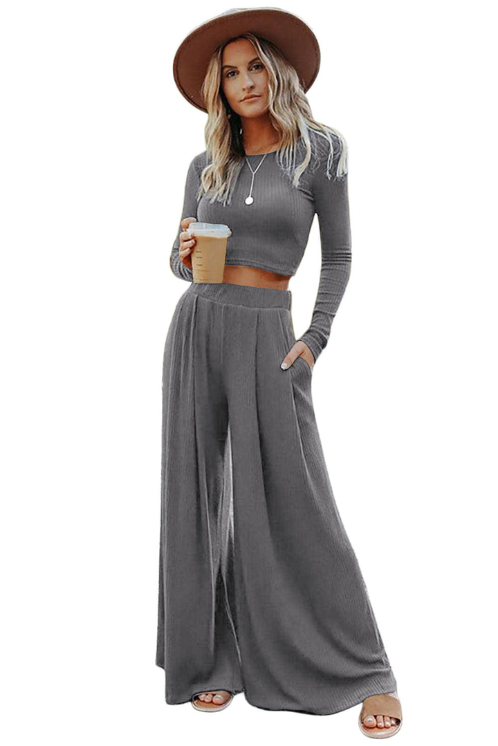 The802Gypsy  outfit sets TRAVELING GYPSY-Ribbed Crop Top Long Pants Set