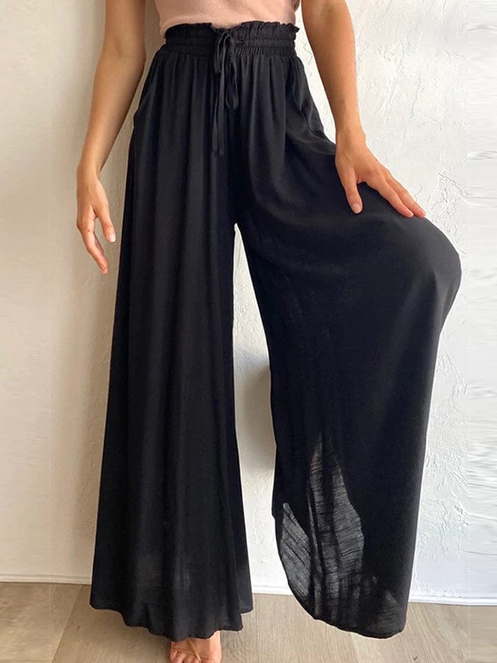 The802Gypsy pants Black / S GYPSY-Drawstring Waist Wide Leg Pants