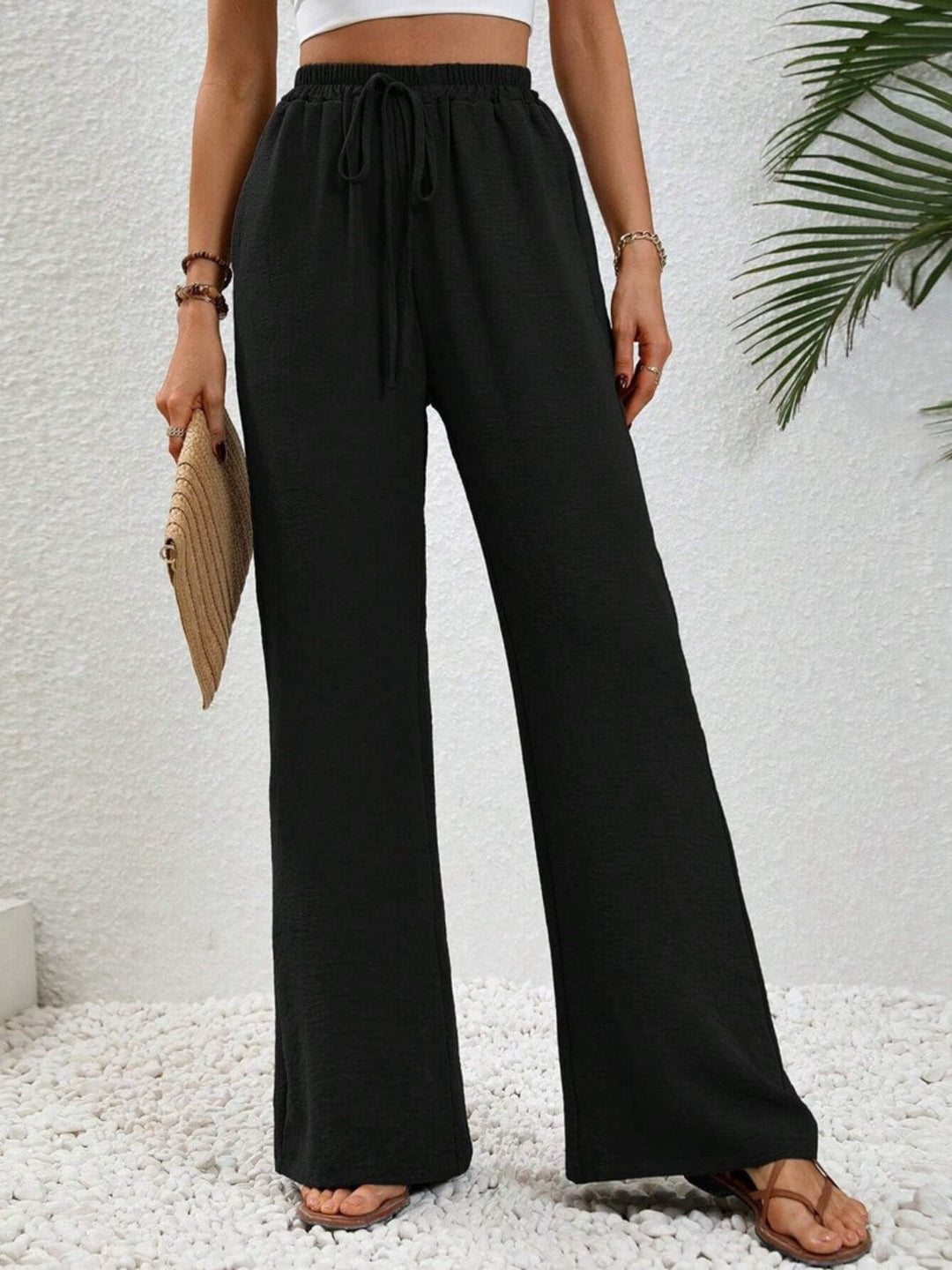 The802Gypsy pants Black / S GYPSY-Wide Leg Drawstring Pants