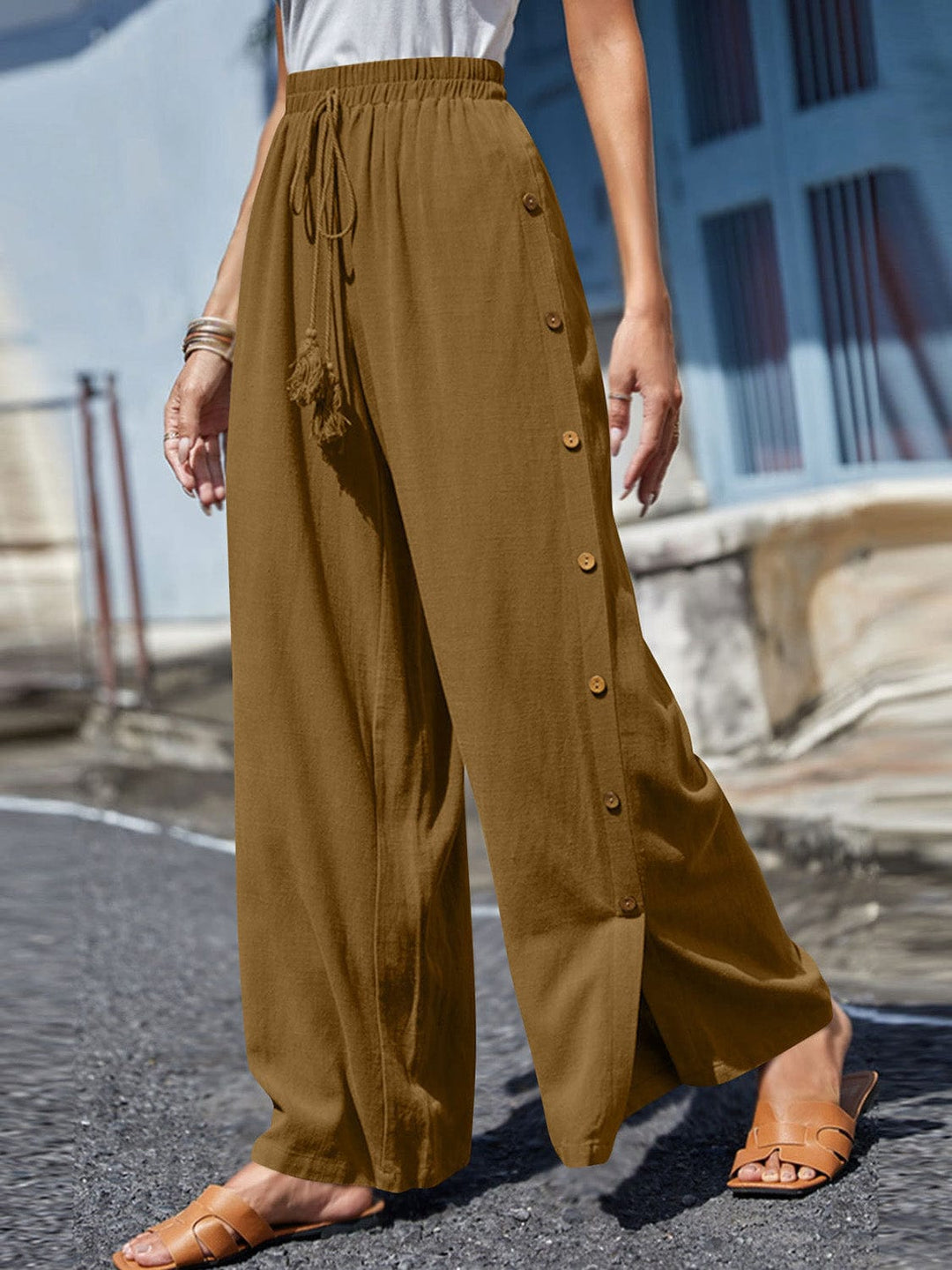 The802Gypsy pants Camel / S GYPSY-Tassel Wide Leg Pants