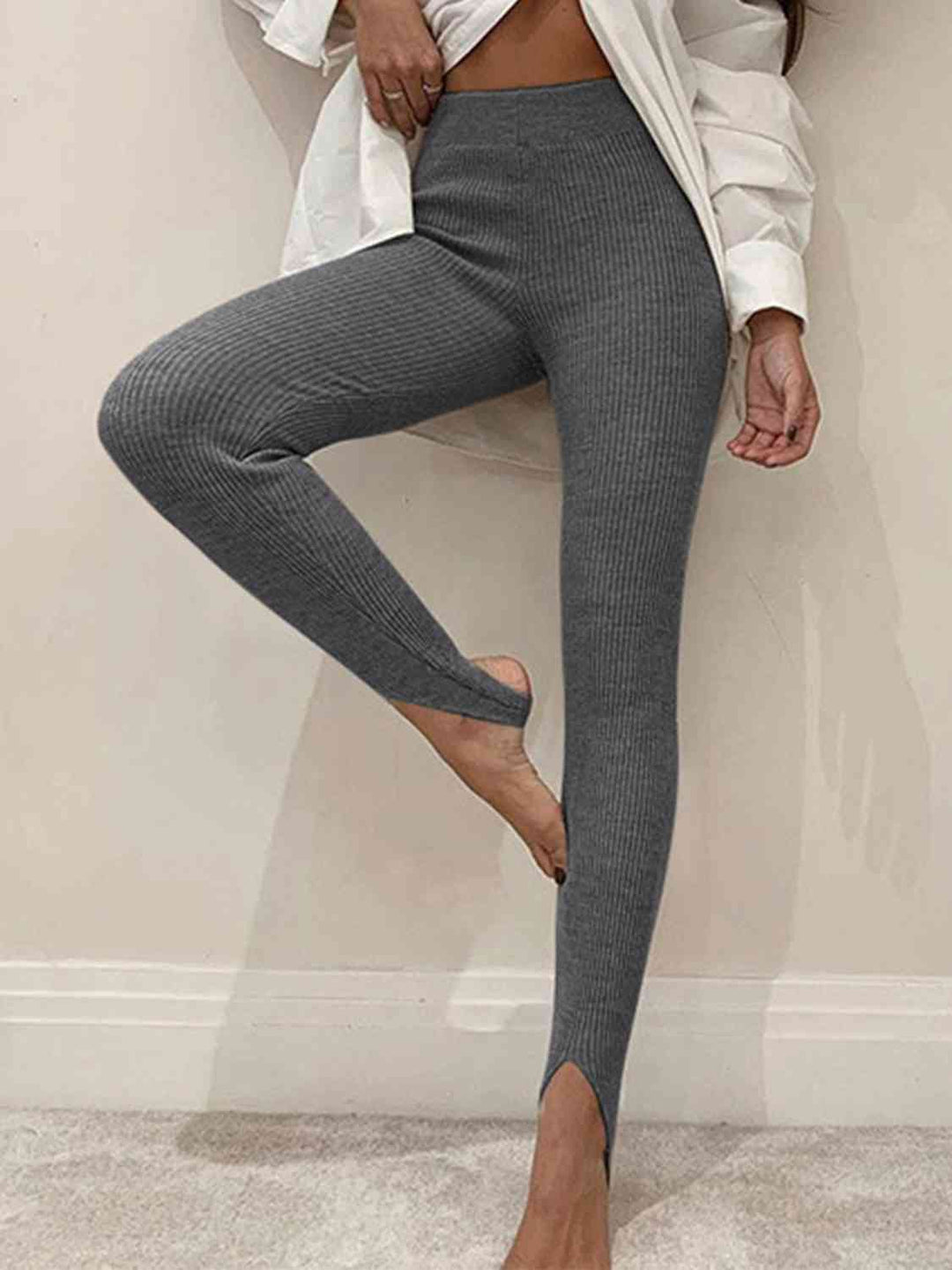 The802Gypsy pants Charcoal / S GYPSY- Ribbed Mid Waist Leggings