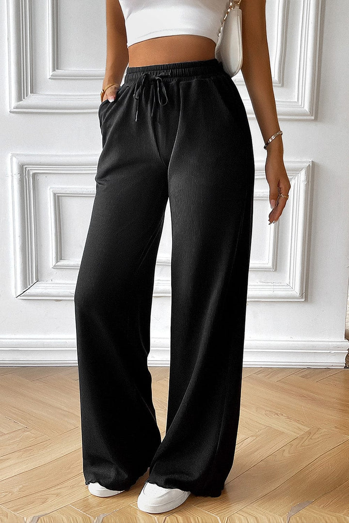 The802Gypsy pants GYPSY-Drawstring Wide Leg Pants with Pocketes