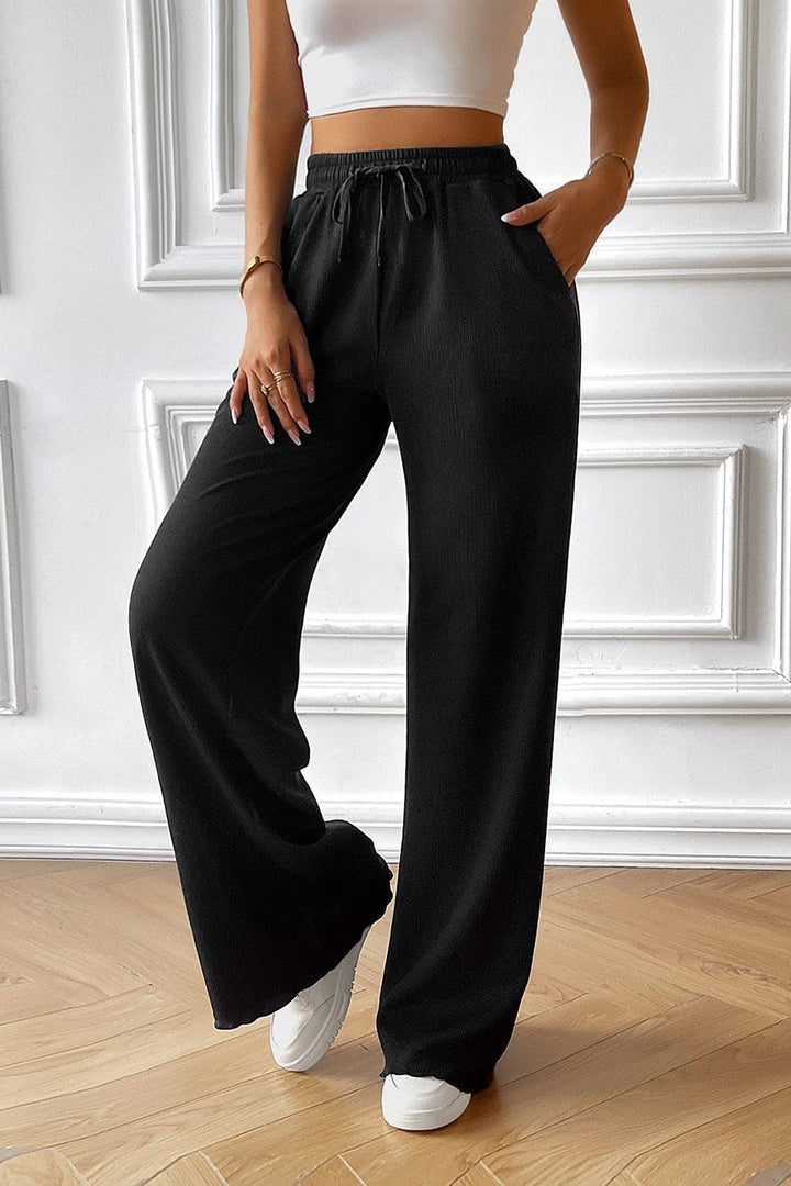 The802Gypsy pants GYPSY-Drawstring Wide Leg Pants with Pocketes