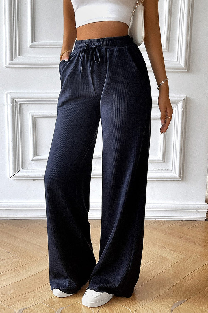 The802Gypsy pants GYPSY-Drawstring Wide Leg Pants with Pocketes