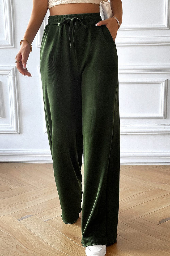 The802Gypsy pants GYPSY-Drawstring Wide Leg Pants with Pocketes