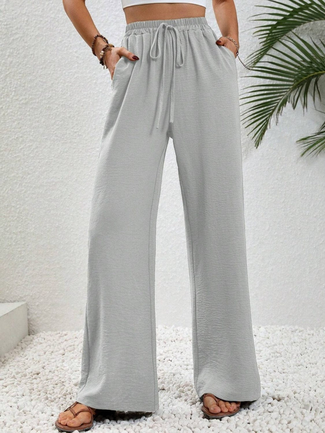 The802Gypsy pants Light Gray / S GYPSY-Wide Leg Drawstring Pants