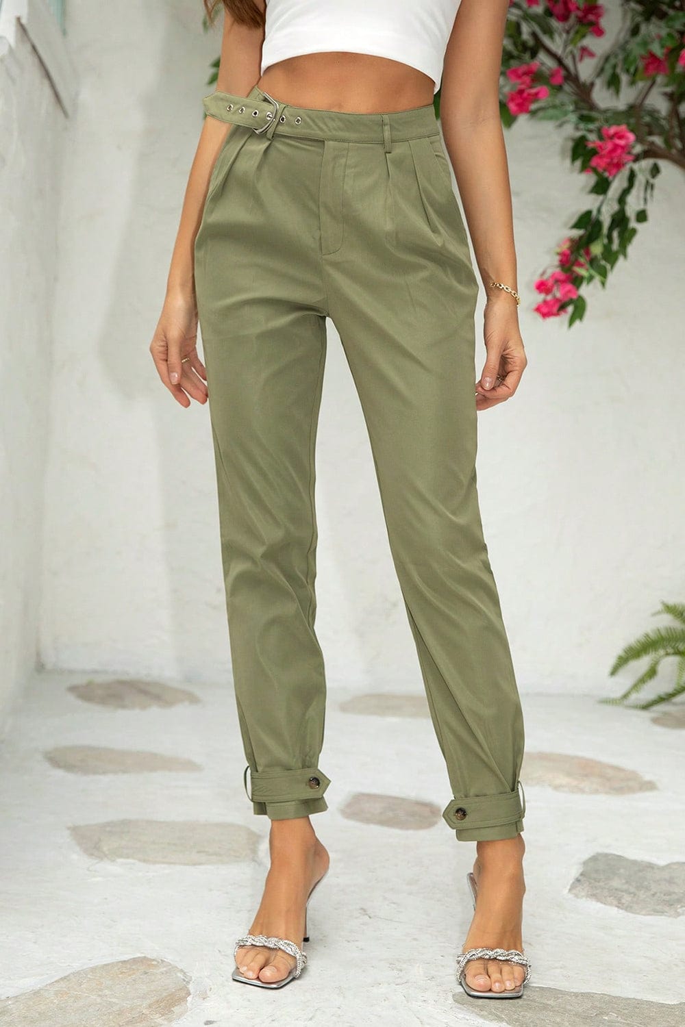 The802Gypsy pants Matcha Green / XS GYPSY-Belt Detail Jogger Pants