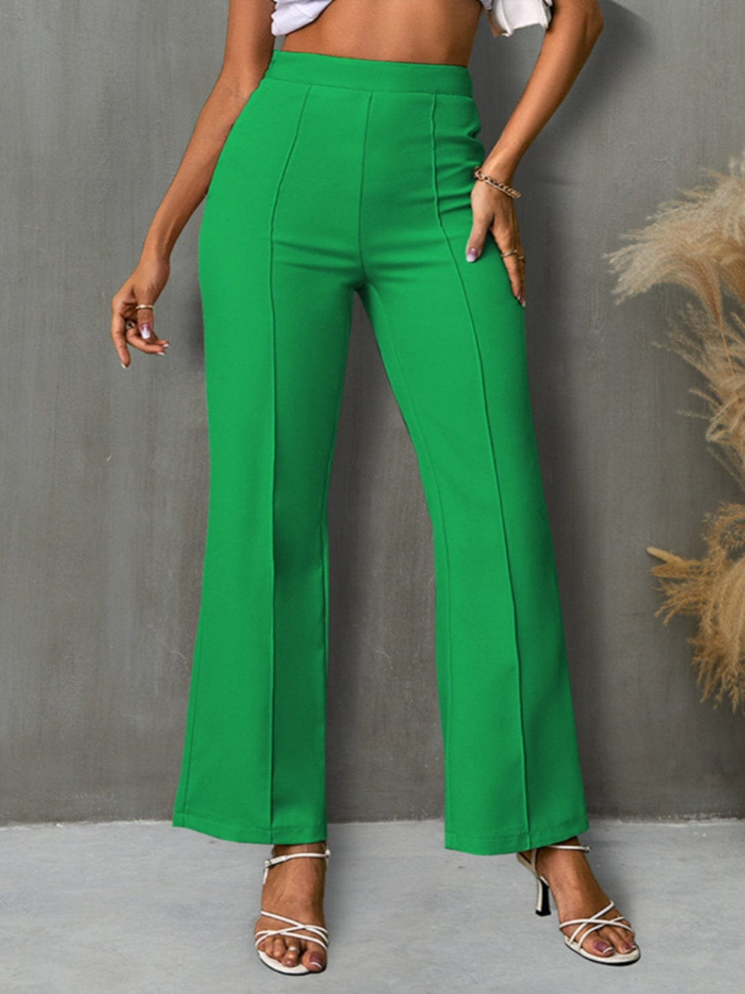 The802Gypsy pants Mid Green / S GYPSY-High Waist Straight Pants