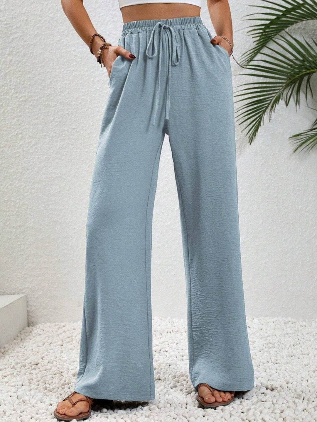 The802Gypsy pants Misty  Blue / S GYPSY-Wide Leg Drawstring Pants