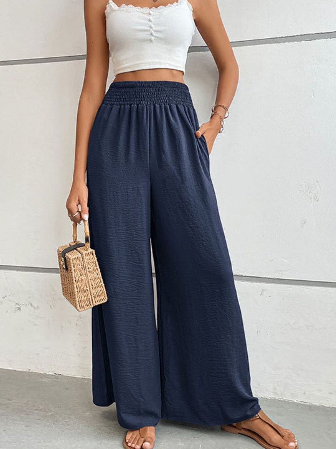 The802Gypsy pants Navy / S GYPSY-Wide Waistband Relax Fit Long Pants