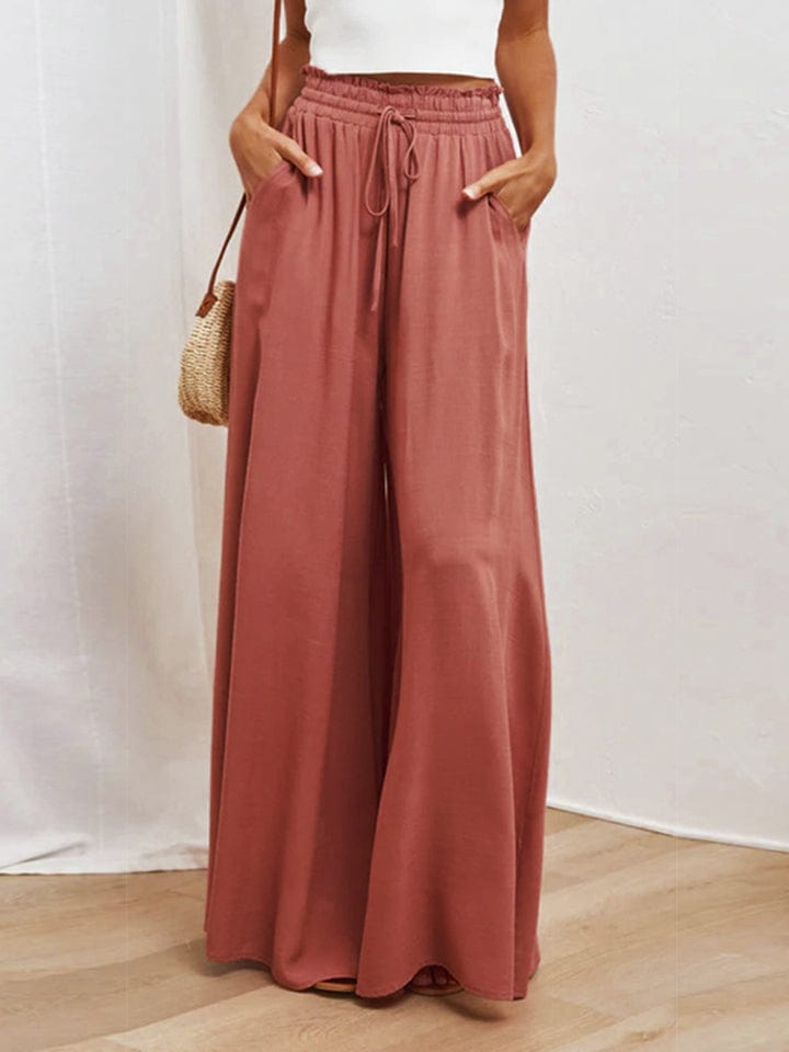 The802Gypsy pants Red Orange / S GYPSY-Drawstring Waist Wide Leg Pants