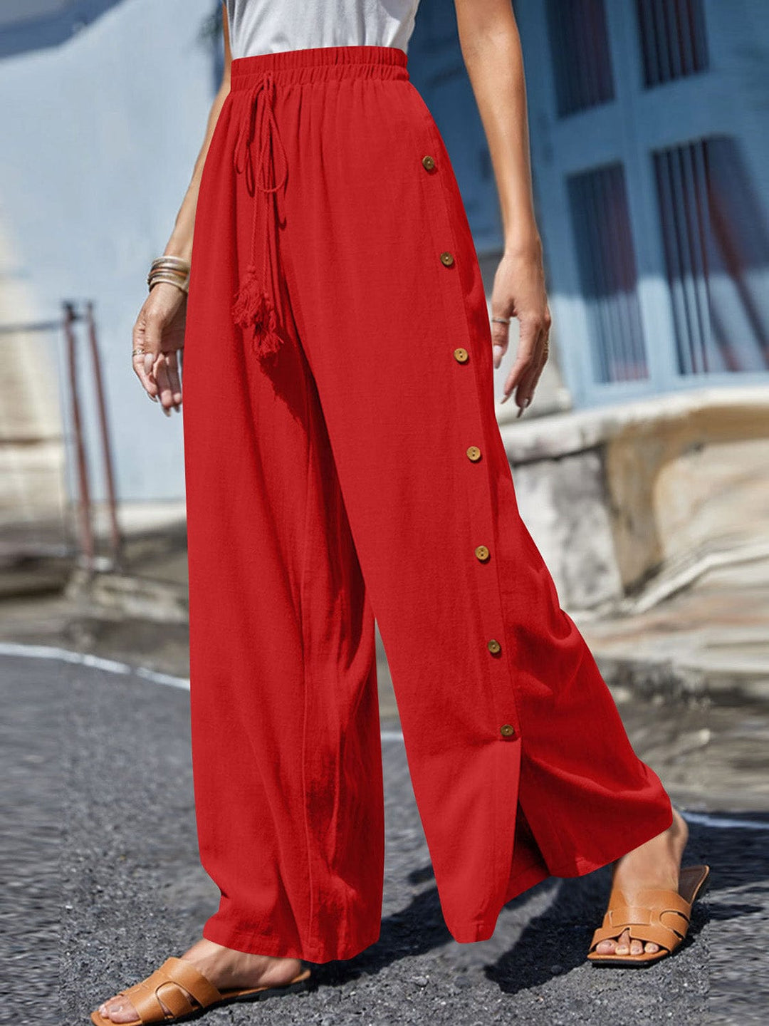 The802Gypsy pants Red / S GYPSY-Tassel Wide Leg Pants