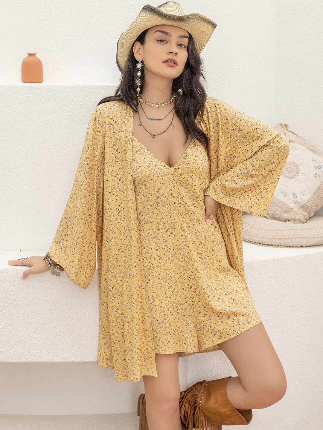 The802Gypsy romper and jumpsuits GYPSY-Halter Neck Romper and Cover Up Set