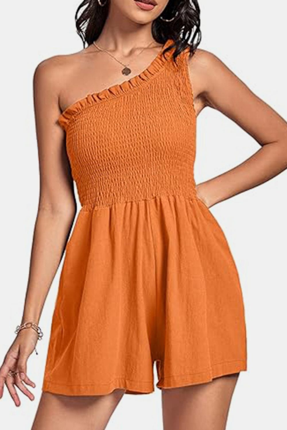 The802Gypsy romper and jumpsuits Tangerine / S GYPSY-Single Shoulder Romper