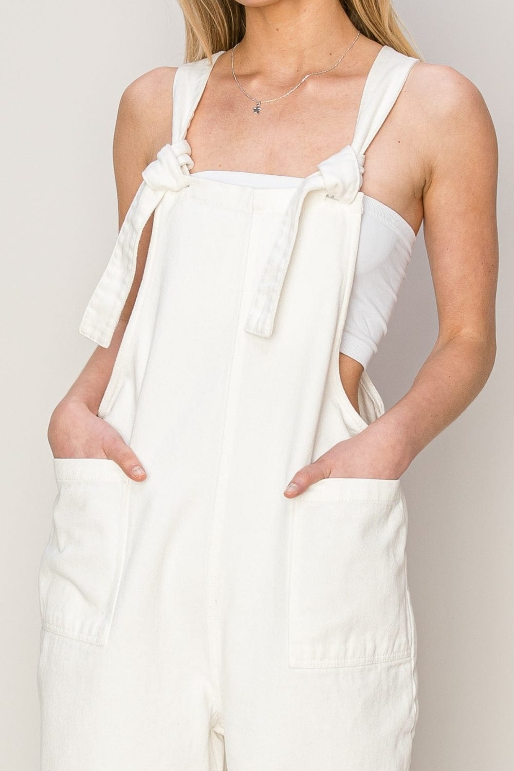 The802Gypsy rompers and jumpsuits ❤️GYPSY-HYFVE-Women's Washed Twill White Summer Romper Overalls