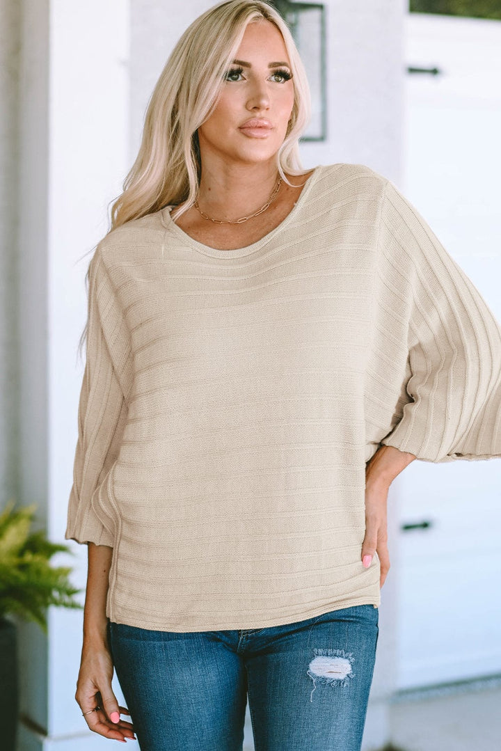 The802Gypsy  shirts and tops Apricot / S TRAVELING GYPSY-Exposed Seam Knit Casual Top