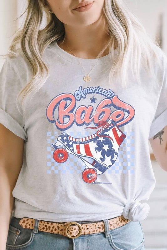 The802Gypsy shirts and tops Ash Gray / S ❤️GYPSY FOX-American Babe Star Rollerskate Patriot Graphic Tee