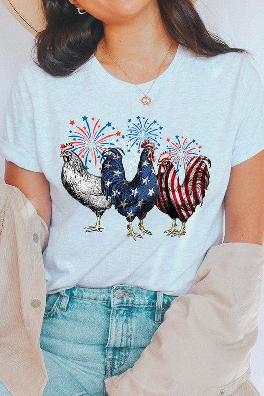 The802Gypsy shirts and tops ASH / S ❤️GYPSY FOX-Patriotic USA Chicken Graphic T Shirts