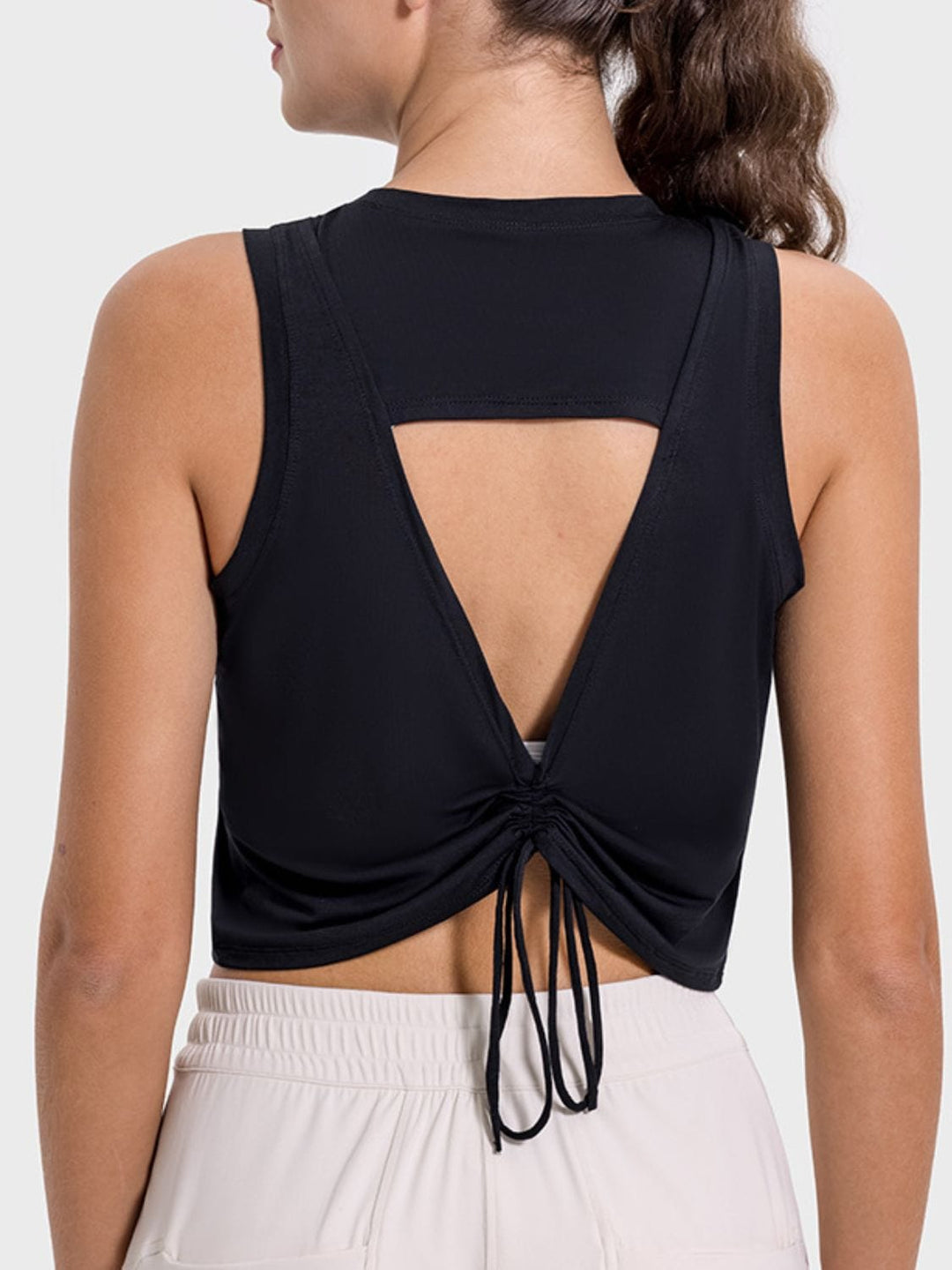 The802Gypsy shirts and tops Black / 4 GYPSY-Drawstring Cutout Back Activewear Tank