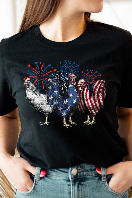The802Gypsy shirts and tops BLACK / S ❤️GYPSY FOX-Patriotic USA Chicken Graphic T Shirts