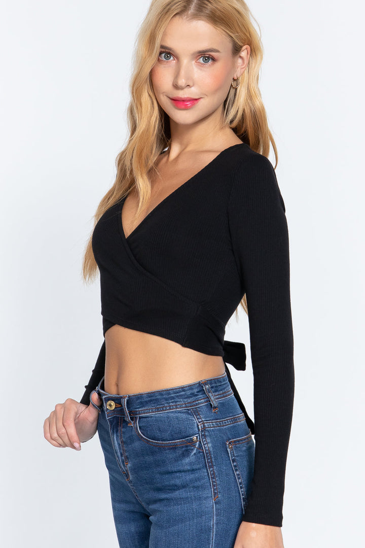The802Gypsy  shirts and tops Black / S ❤GYPSY LOVE-W/tie Rib Knit Top