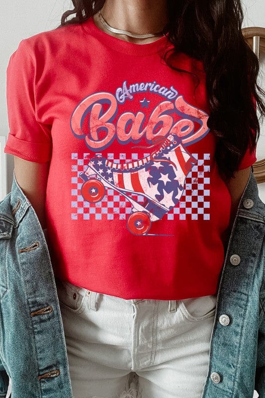 The802Gypsy shirts and tops Canvas Red / S ❤️GYPSY FOX-American Babe Star Rollerskate Patriot Graphic Tee