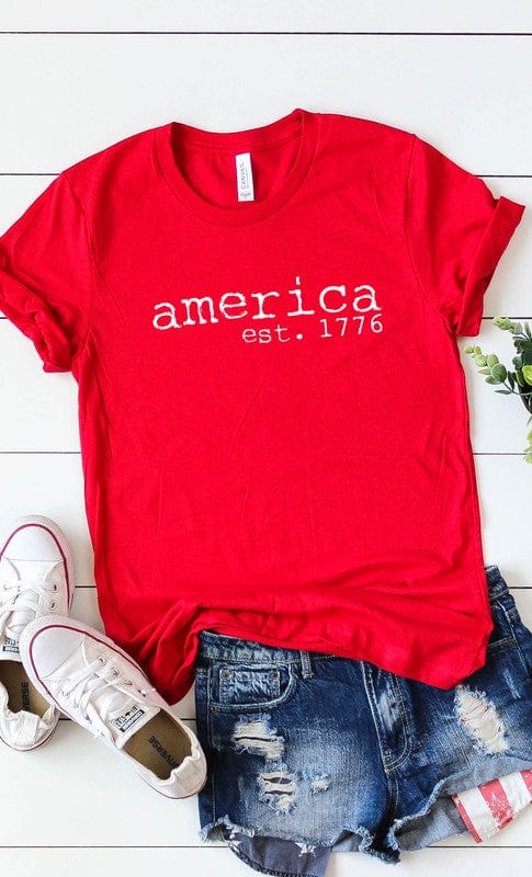 The802Gypsy shirts and tops Canvas Red / XXL ❤️GYPSY FOX-America est 1766 Patriotic Plus Size Graphic Tee