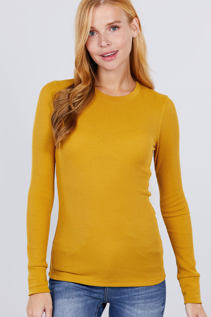 The802Gypsy  shirts and tops Deep Mustard / S ❤GYPSY LOVE- Thermal Crew Neck Top