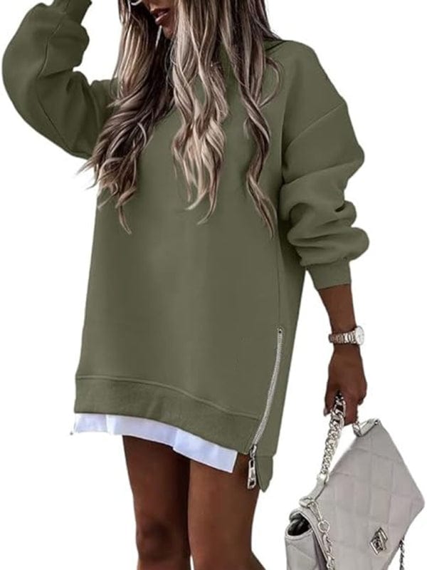 The802Gypsy shirts and tops Green / S GYPSY GIRL-Side Zipper Sweatshirt