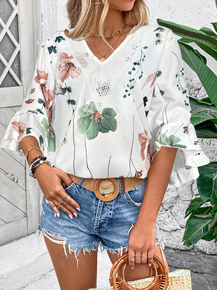 The802Gypsy shirts and tops Green / S GYPSY- V-Neck Half Sleeve Blouse