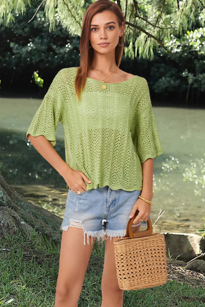 The802Gypsy shirts and tops Gum Leaf / S GYPSY- Half Sleeve Knit Top