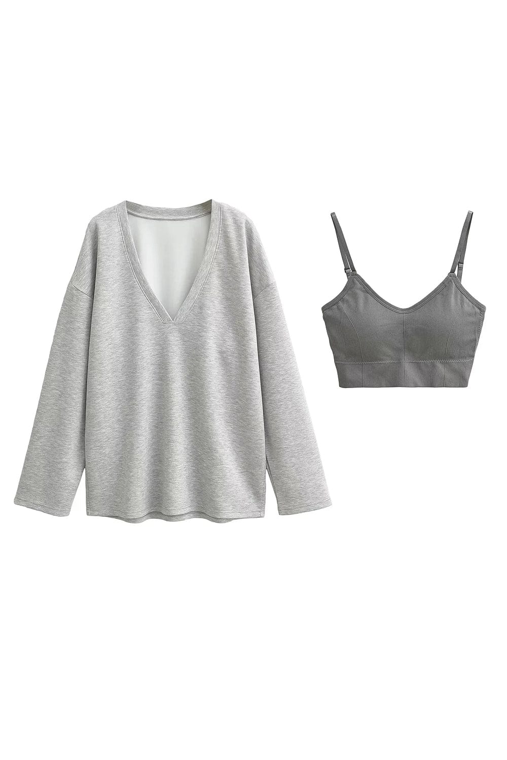 The802Gypsy shirts and tops GYPSY-Basic Bae-V-Neck Long Sleeve Sweatshirt with Sports Bra