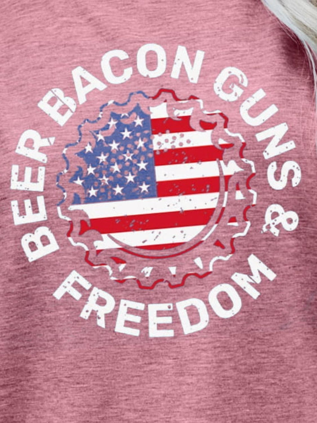 The802Gypsy shirts and tops GYPSY-BEER BACON GUNS & FREEDOM US Flag Graphic Tee