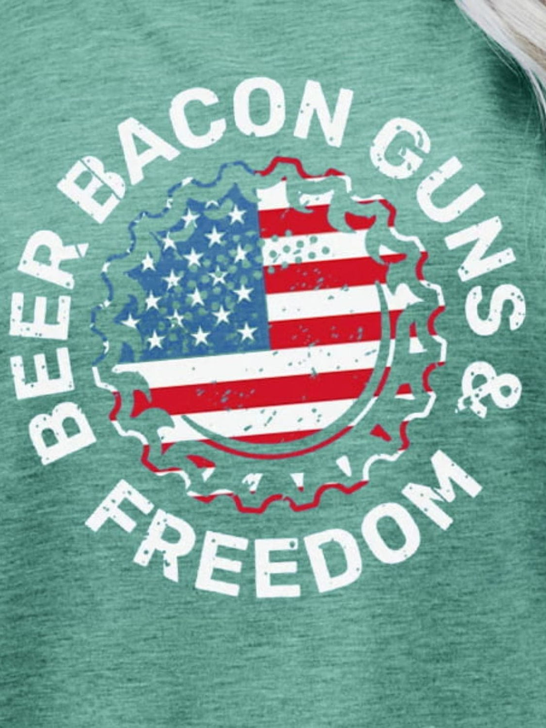The802Gypsy shirts and tops GYPSY-BEER BACON GUNS & FREEDOM US Flag Graphic Tee