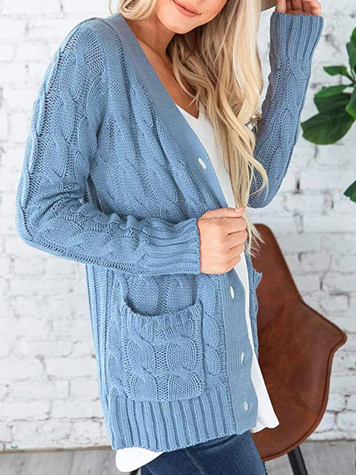 The802Gypsy shirts and tops GYPSY- Cable-Knit Buttoned Cardigan with Pockets