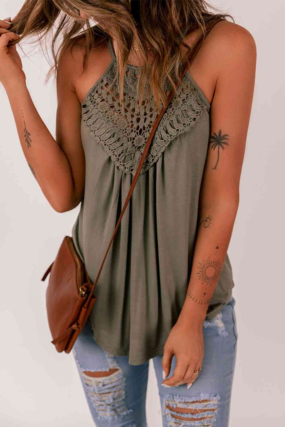 The802Gypsy shirts and tops GYPSY-Crochet Lace Detail Tank Top