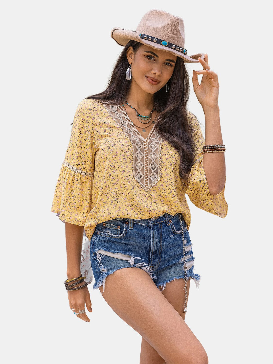 The802Gypsy shirts and tops GYPSY- Floral V-Neck Blouse