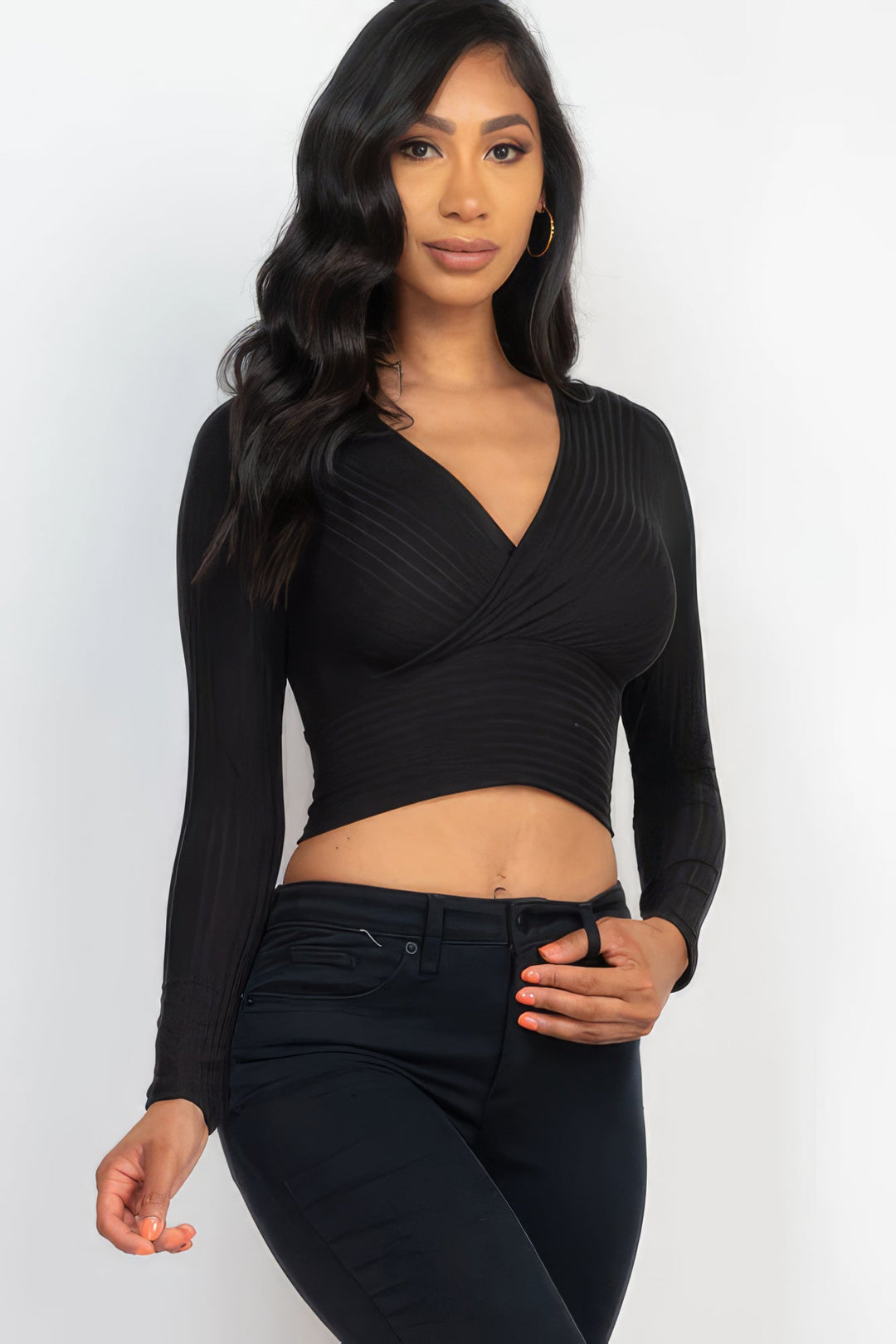 The802Gypsy  shirts and tops ❤GYPSY LOVE-Ribbed Wrap Front Long Sleeve Top