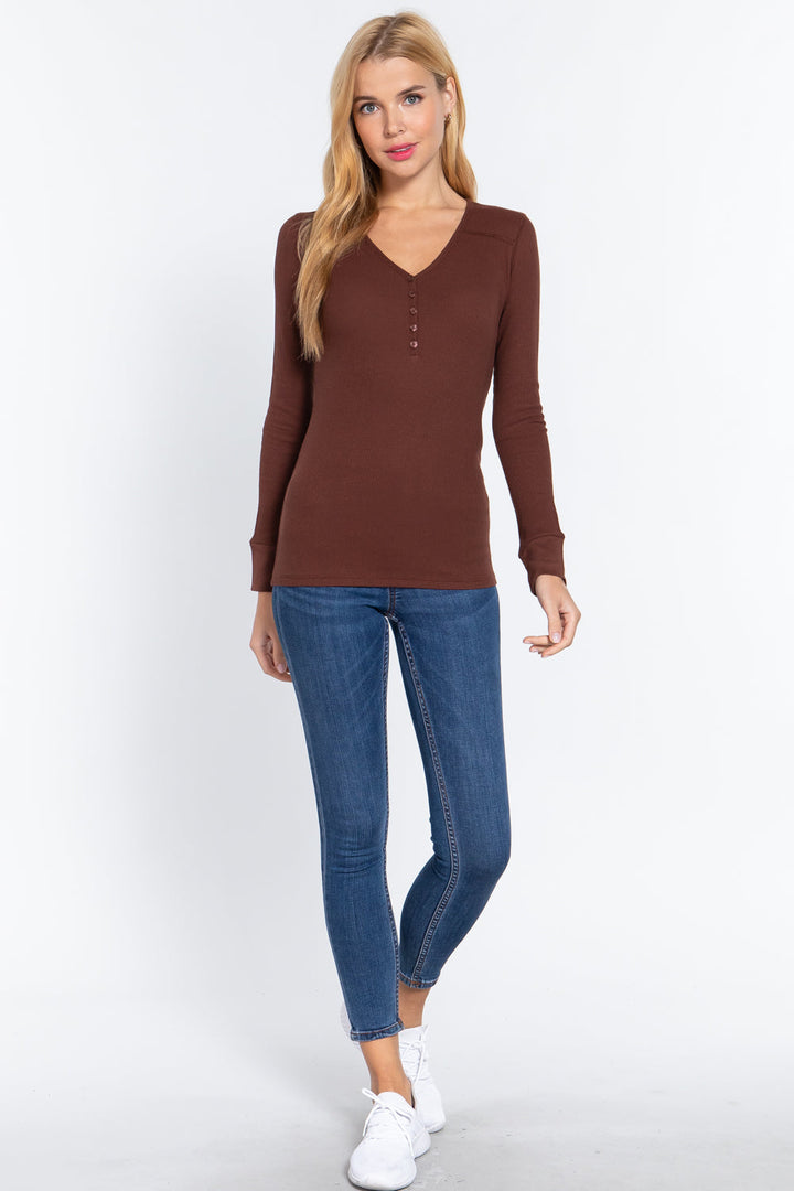 The802Gypsy  shirts and tops ❤GYPSY LOVE-V-neck Placket Thermal Top