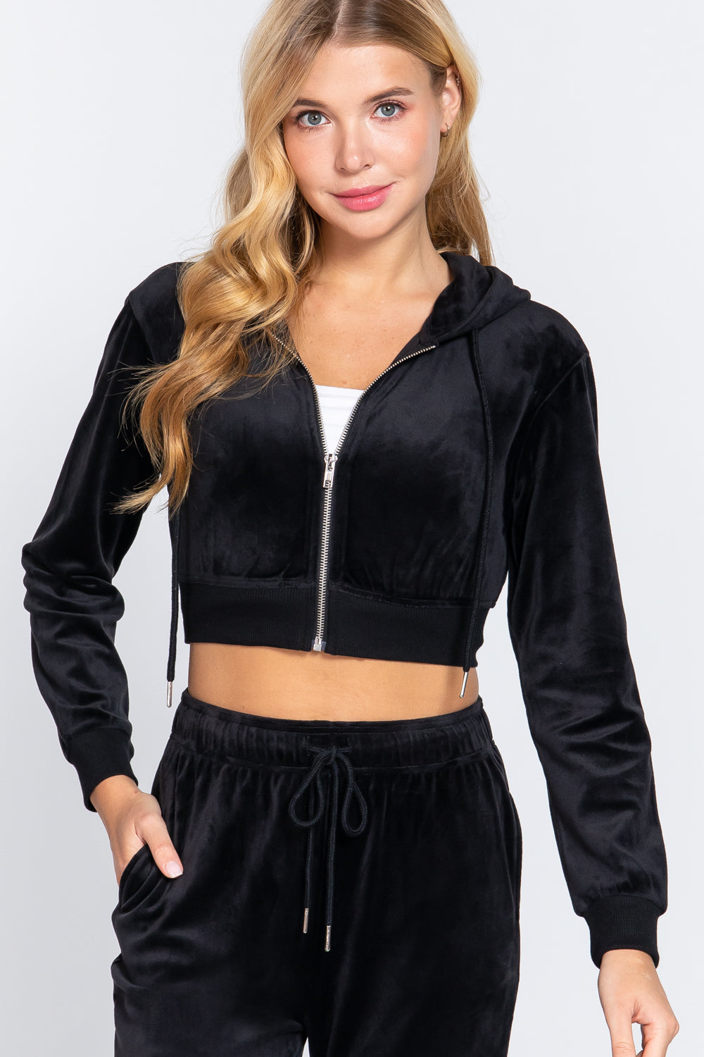 The802Gypsy  shirts and tops ❤GYPSY LOVE-Velour Hoodie Crop Jacket