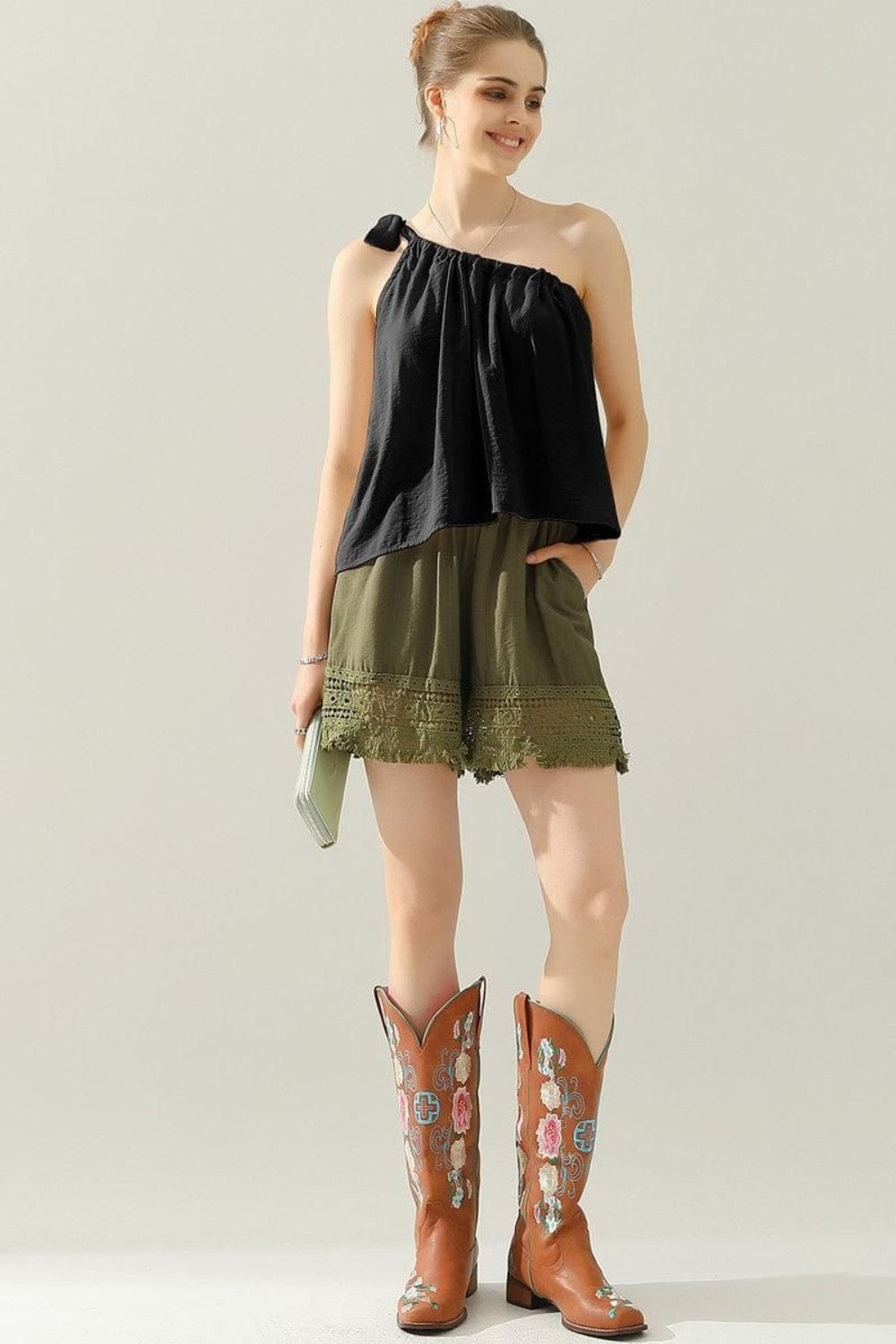 The802Gypsy shirts and tops GYPSY-Ninexis-One Shoulder Satin Silk Tank Top