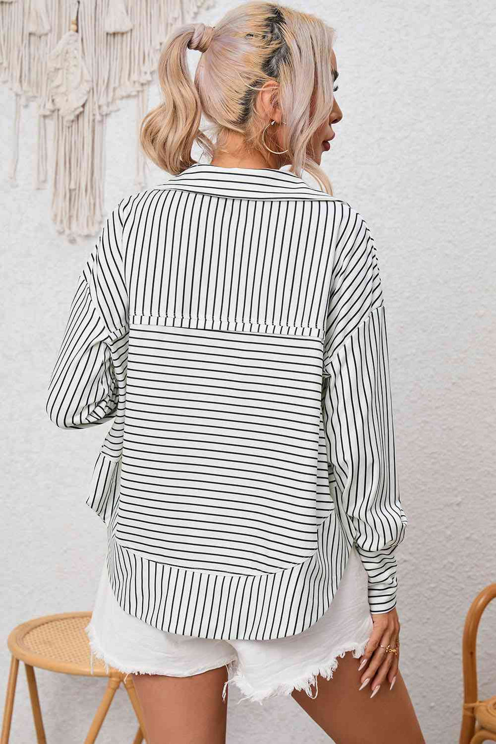 The802Gypsy shirts and tops GYPSY-Striped Collared Top