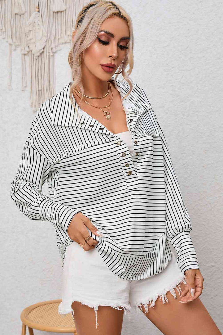 The802Gypsy shirts and tops GYPSY-Striped Collared Top