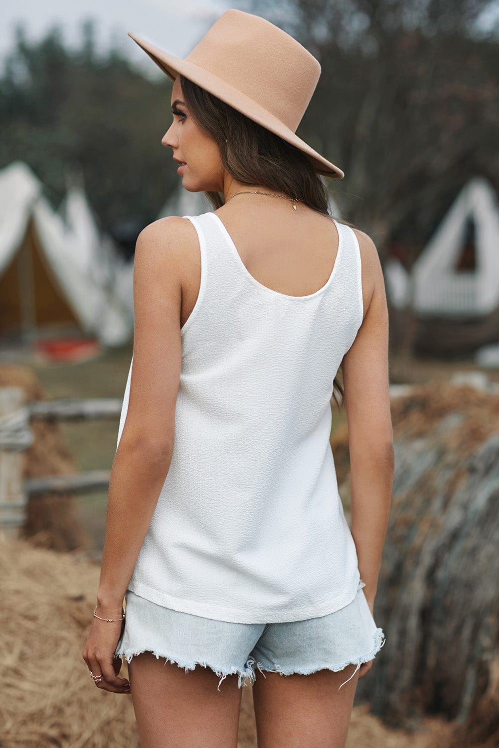 The802Gypsy shirts and tops GYPSY-Textured Cotton Tank Top